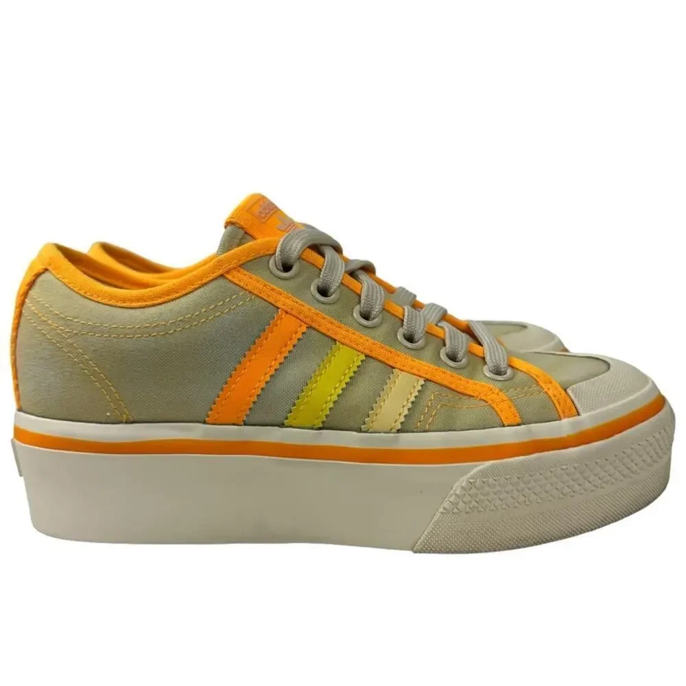 Adidas Nizza Platform Parley Women Shoe Yellow Tint Orange Sneaker Trainer SZ 5